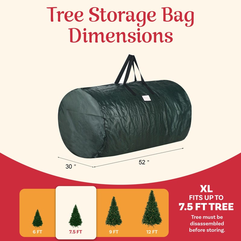 Elf Stor Christmas Tree Storage Bag - Canvas Bag for 7-Foot Artificial Trees - Protects Holiday Decor and Inflatables from Moisture Damage by Elf Stor (Green) - Image 2